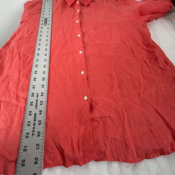 Uniqlo Womens Red 100% Linen Button-Up Long-Sleeve Shirt XXL Lightweight Casual - Picture 8 of 8